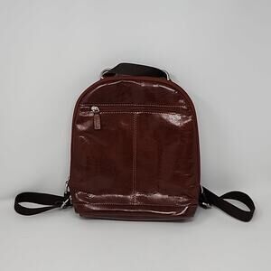 Jack Georges Voyager Small Convertible Brown Leather  Backpack Crossbody Bag